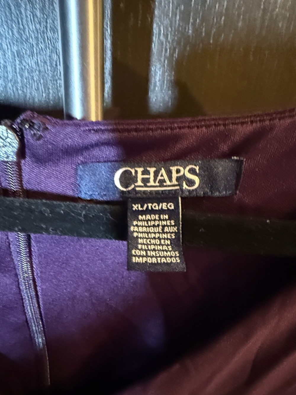 Chaps Purple V-Neck Midi Dress with Waistband Detail - Picture 4 of 4